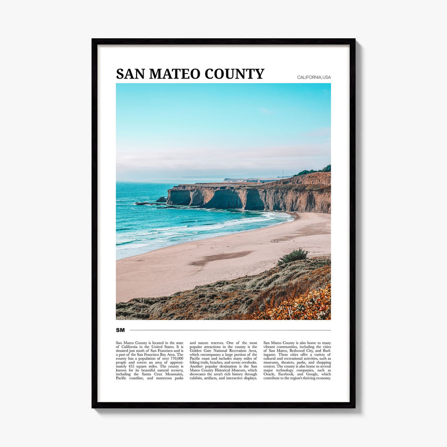 San Mateo County Travel Poster, framed poster mockup