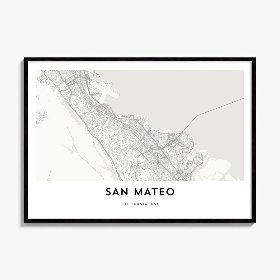 San Mateo Map Poster, framed poster mockup