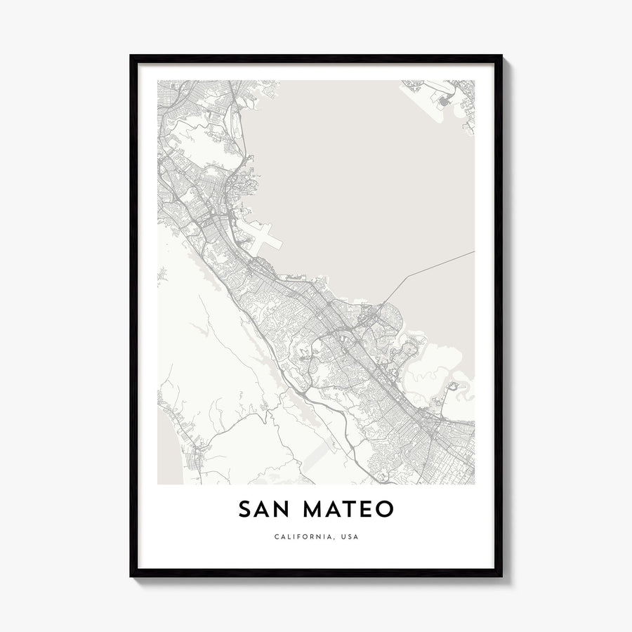 San Mateo Map Poster, framed poster mockup