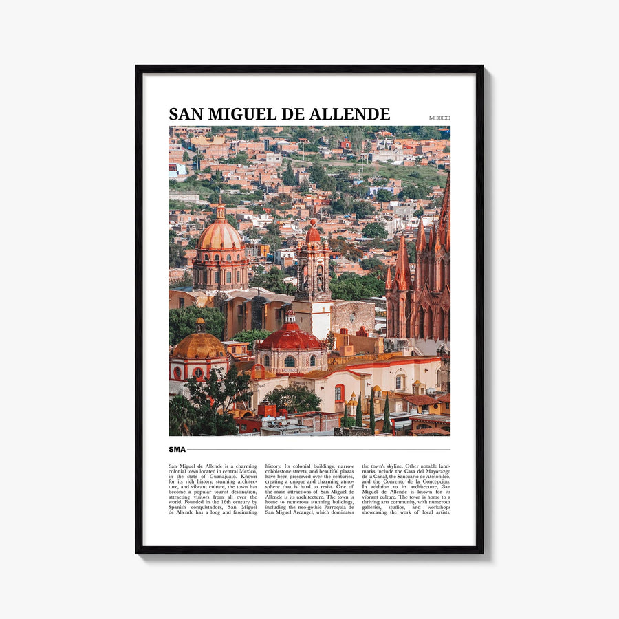 San Miguel de Allende colorful travel poster of Mexico – vertical wall art, unframed print shown in interior mockup