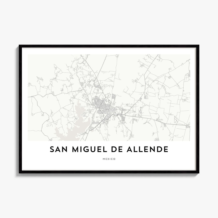 San Miguel de Allende Map Poster, framed poster mockup