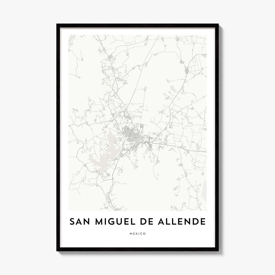 San Miguel de Allende Map Poster, framed poster mockup