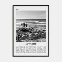 San Onofre Poster Black Wood / 8x12 in Nbourhood Travel B&W Poster