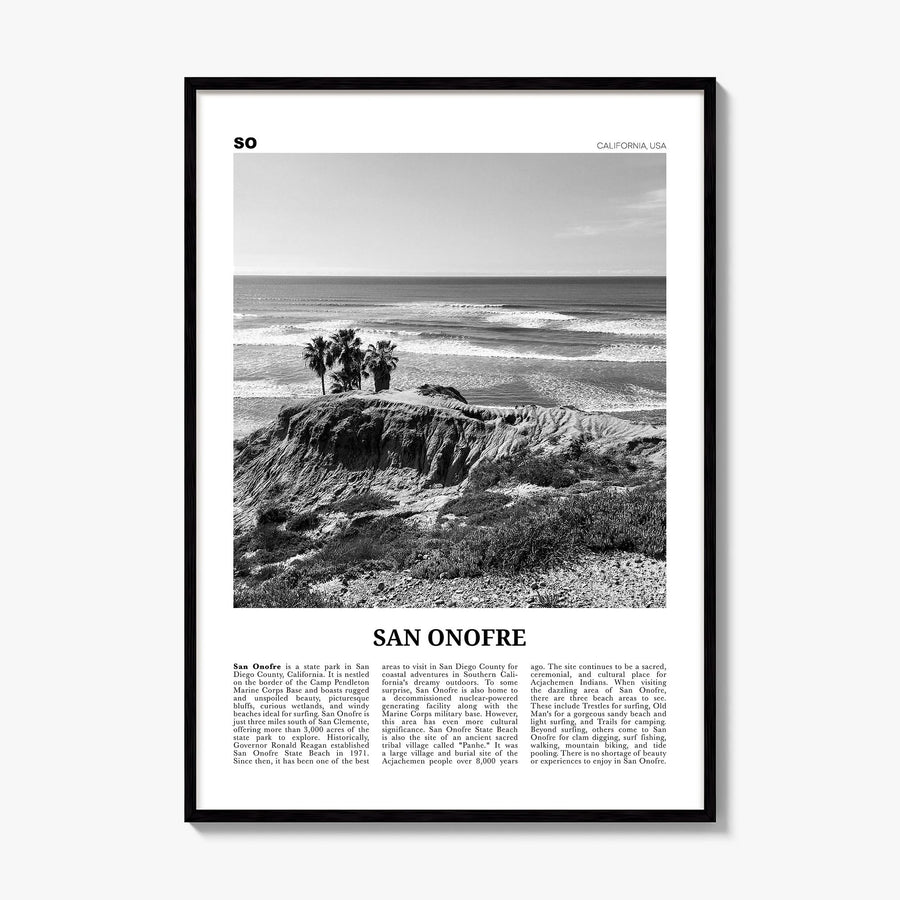 San Onofre Newspaper Poster, framed poster mockup