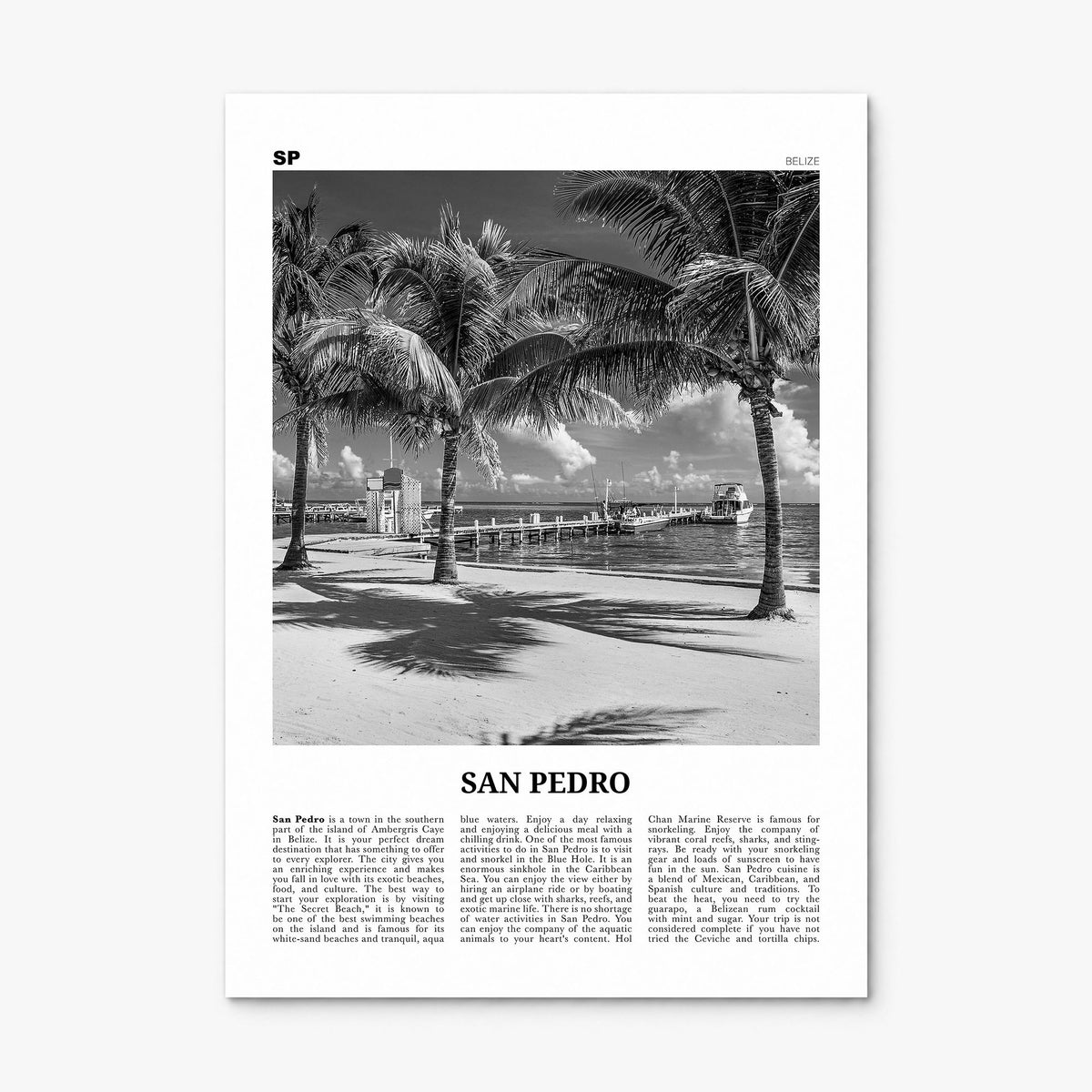 San Pedro, Belize Newspaper Poster, print only (unframed)
