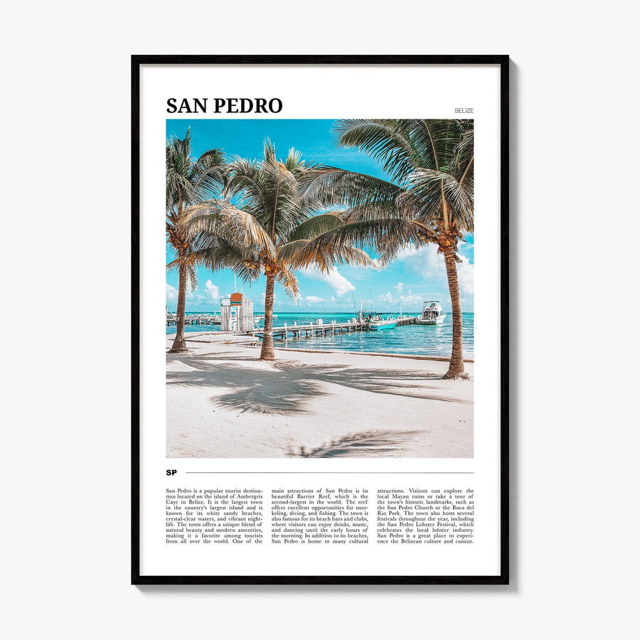 San Pedro, Belize Travel Poster, framed poster mockup
