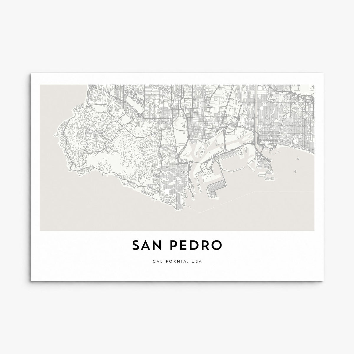 San Pedro, California Map Poster, print only (unframed)
