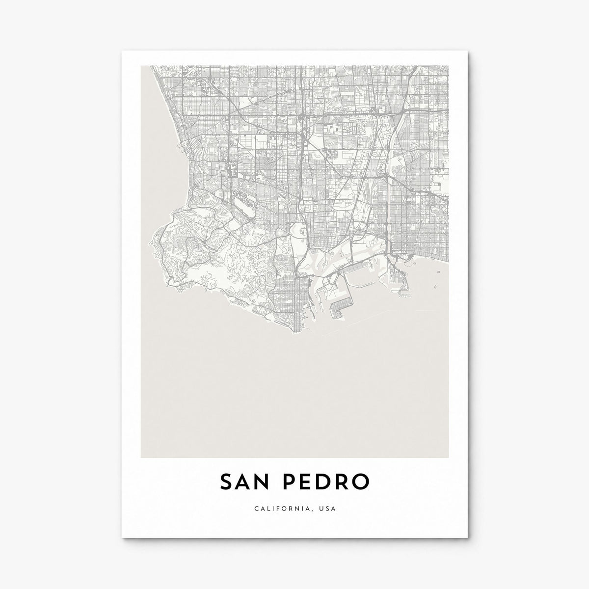 San Pedro, California Map Poster, print only (unframed)