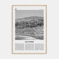 San Pedro, California No 1 Poster Natural Wood / 8x12 in Nbourhood Travel B&W Poster