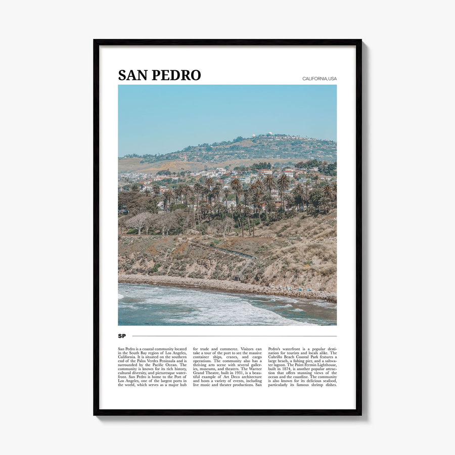 San Pedro, California Travel Poster, framed poster mockup