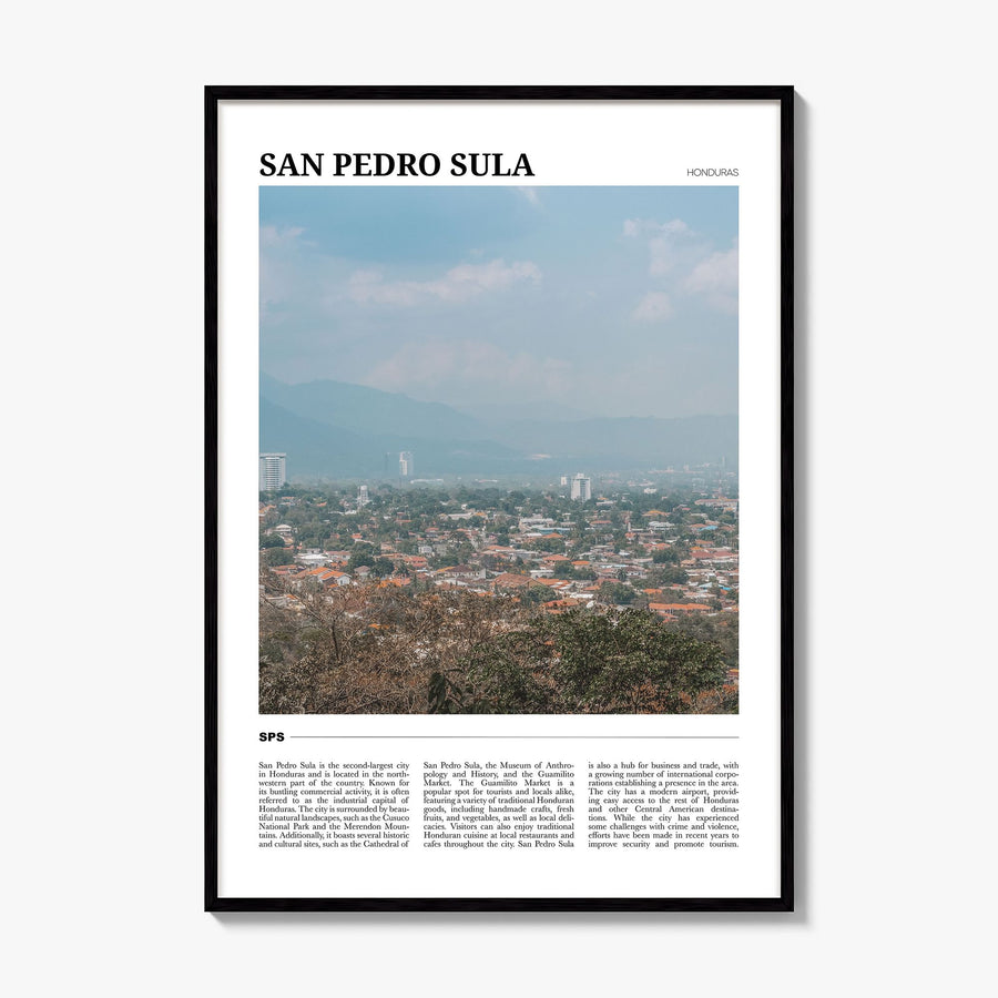 San Pedro Sula Travel Poster, framed poster mockup