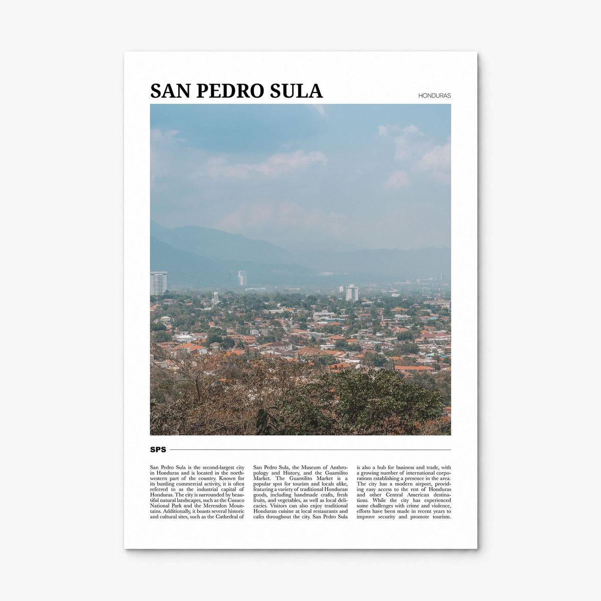 San Pedro Sula Travel Poster, print only (unframed)