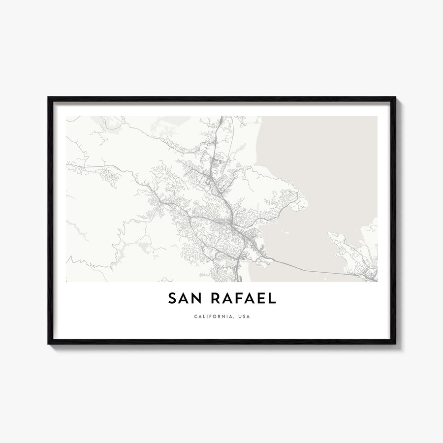 San Rafael black & white map poster of Argentina – horizontal wall art, unframed print shown in interior mockup