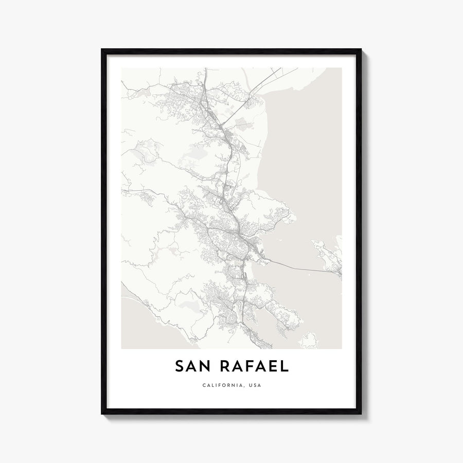 San Rafael black & white map poster of Argentina – vertical wall art, unframed print shown in interior mockup