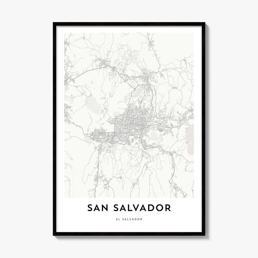 San Salvador Map Poster, framed poster mockup