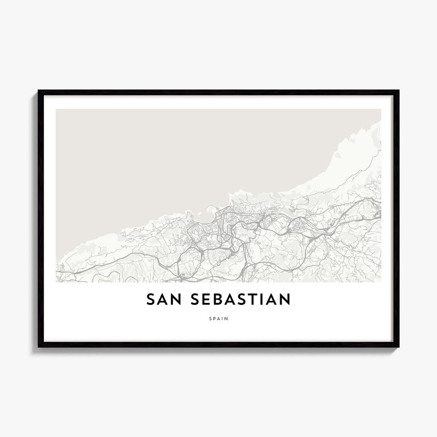 San Sebastián Map No 2 Poster, framed poster mockup
