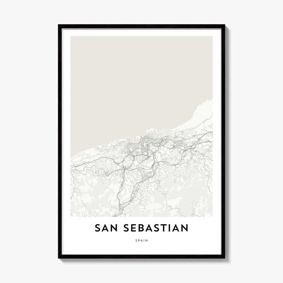 San Sebastián Map No 2 Poster, framed poster mockup