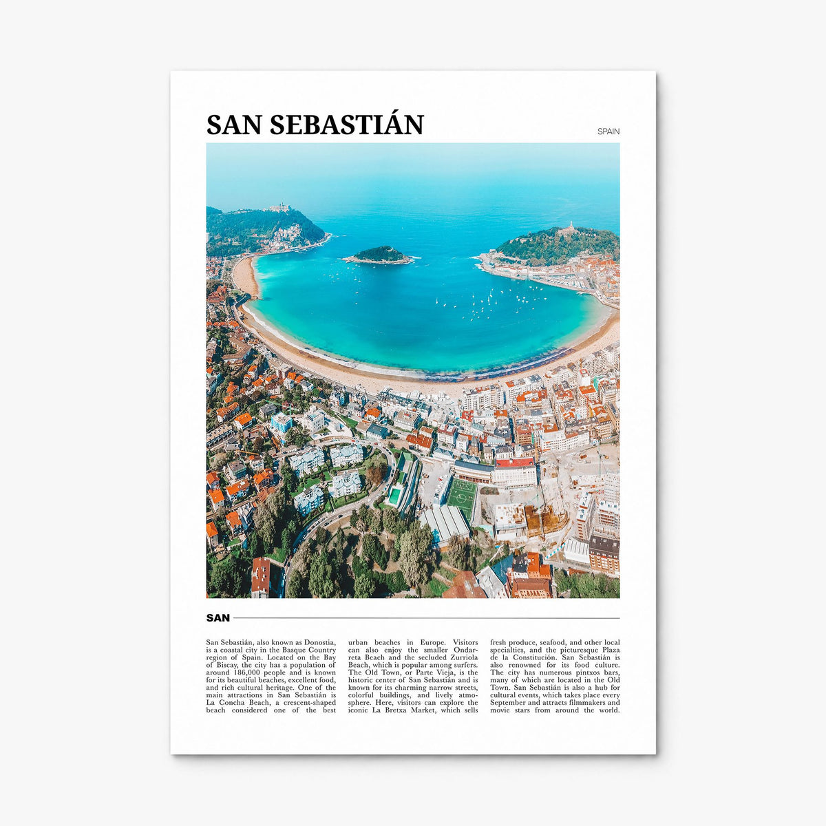 San Sebastián Travel Poster, print only (unframed)