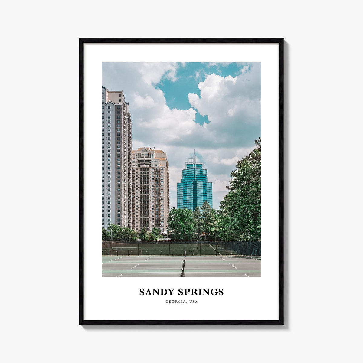 Sandy Springs colorful classic poster of Georgia, USA – vertical wall art, unframed print shown in interior mockup