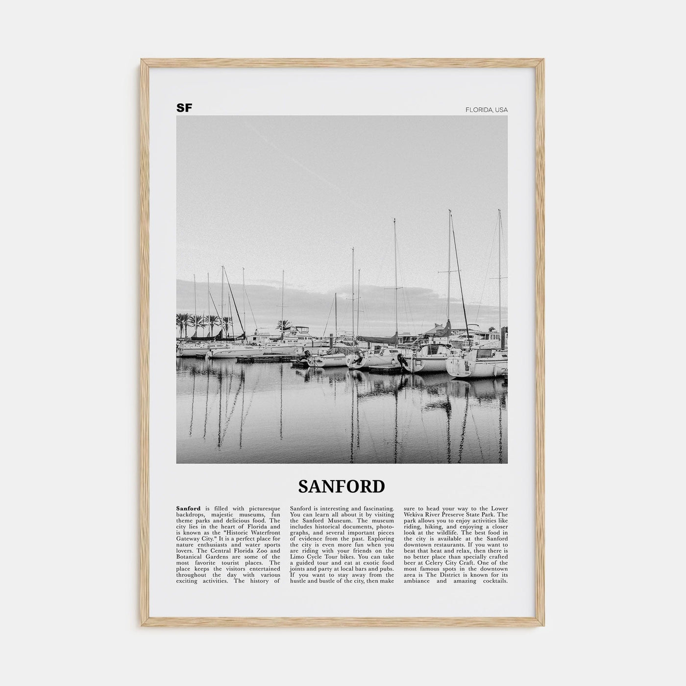 Sanford Poster Natural Wood / 8x12 in Nbourhood Travel B&W Poster