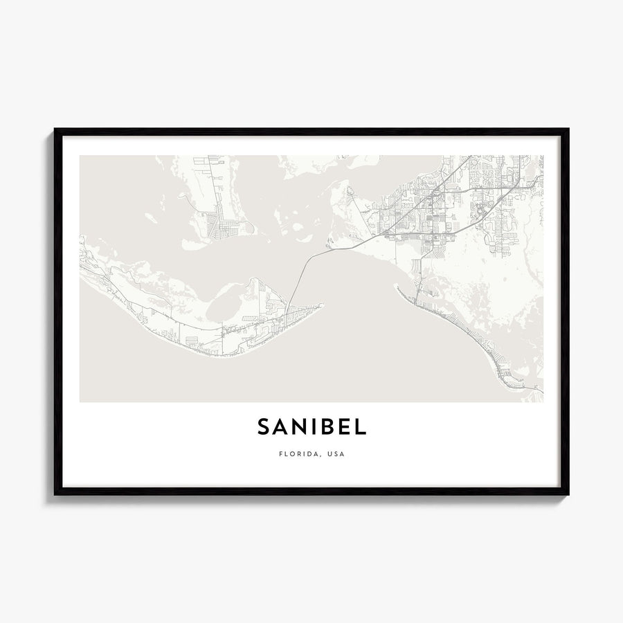 Sanibel Map Poster, framed poster mockup