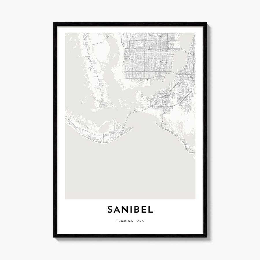 Sanibel Map Poster, framed poster mockup