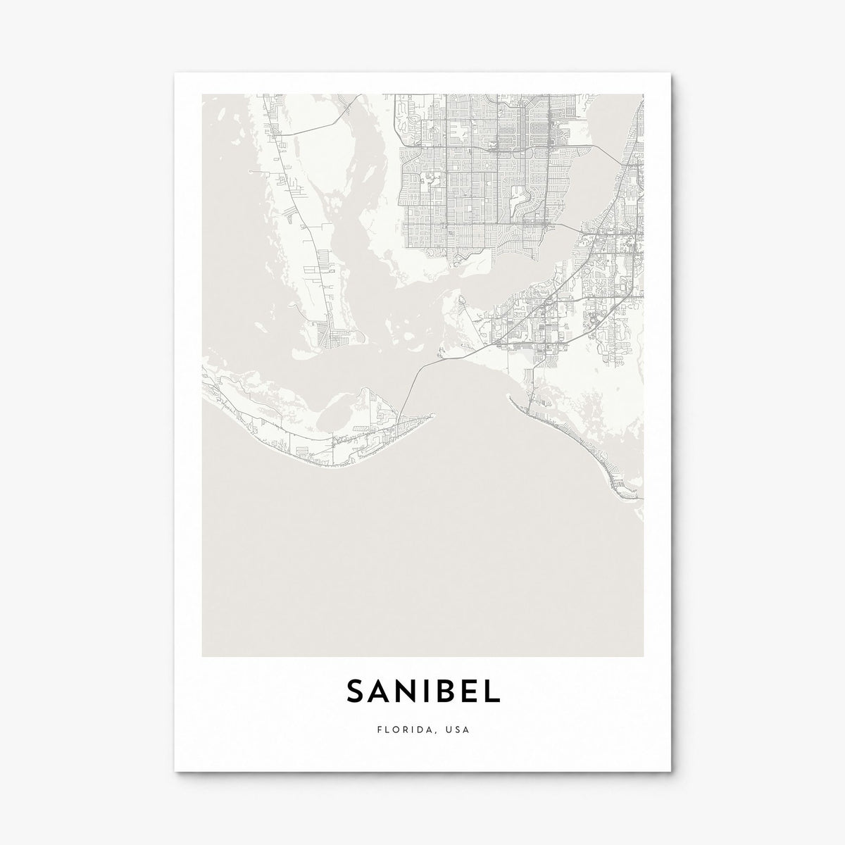 Sanibel Map Poster, print only (unframed)
