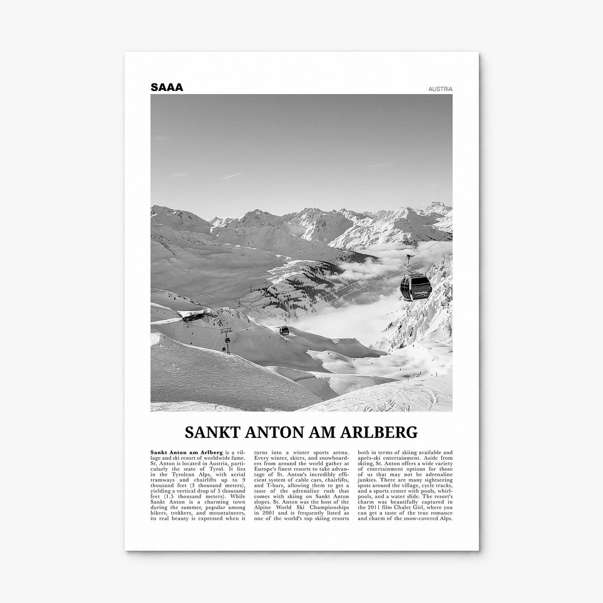Sankt Anton am Arlberg Newspaper Poster, print only (unframed)