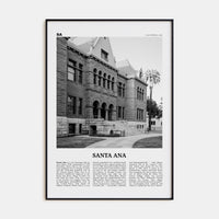 Santa Ana Poster Black Metal / 8x12 in Nbourhood Travel B&W Poster