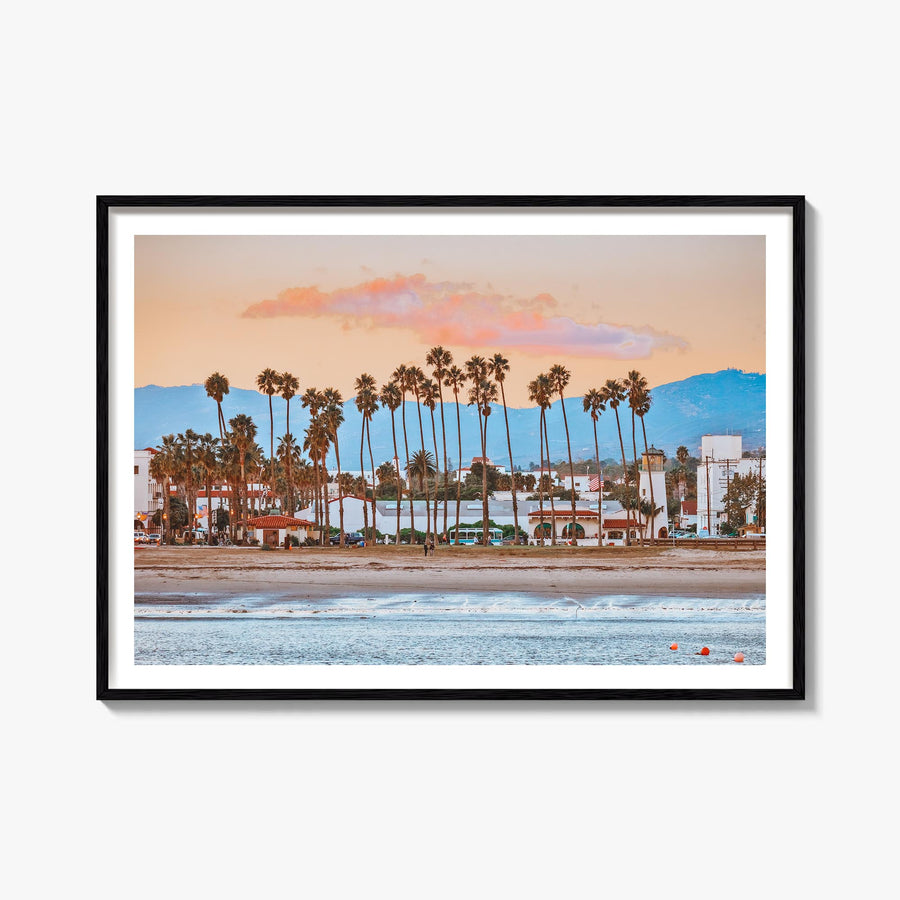 Santa Barbara colorful photo poster of California, USA – horizontal wall art, unframed print shown in interior mockup