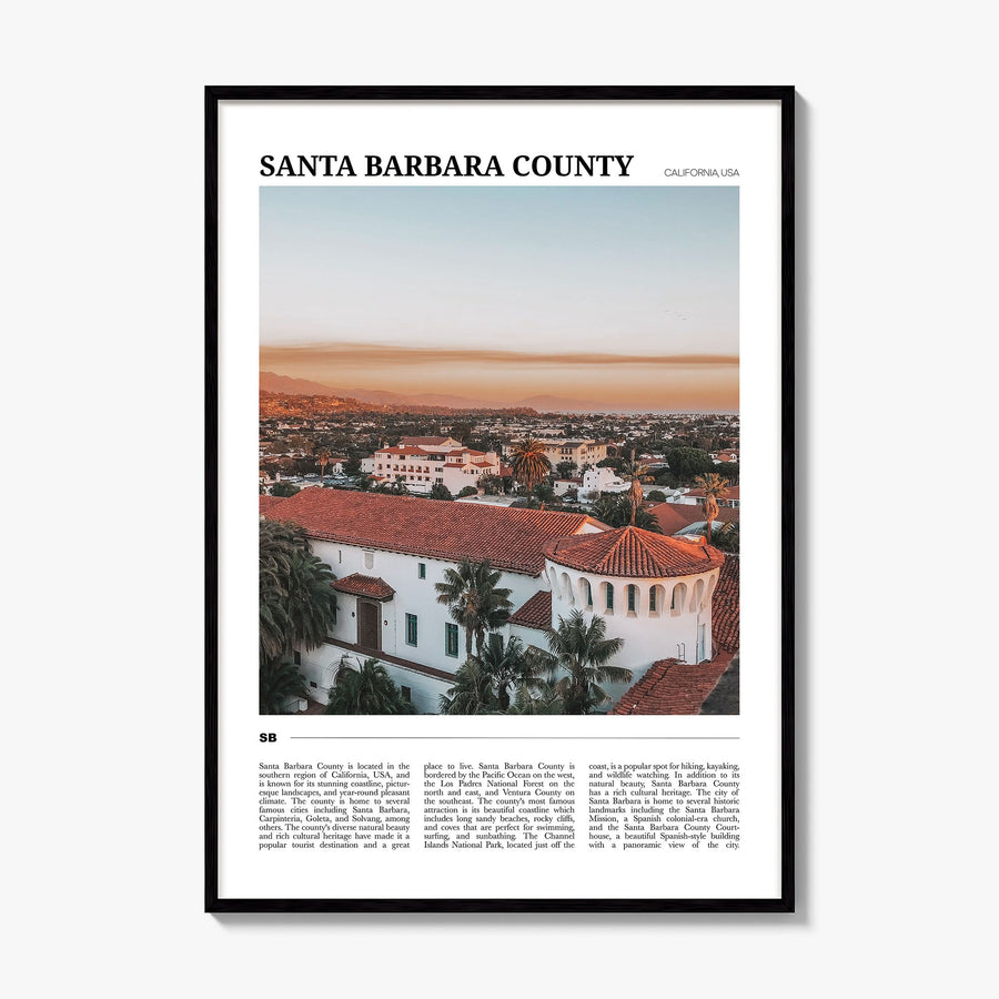 Santa Barbara County Travel Poster, framed poster mockup