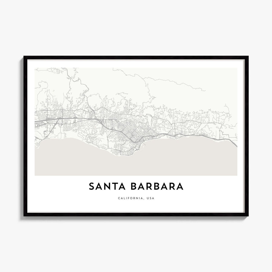 Santa Barbara Map Poster, framed poster mockup
