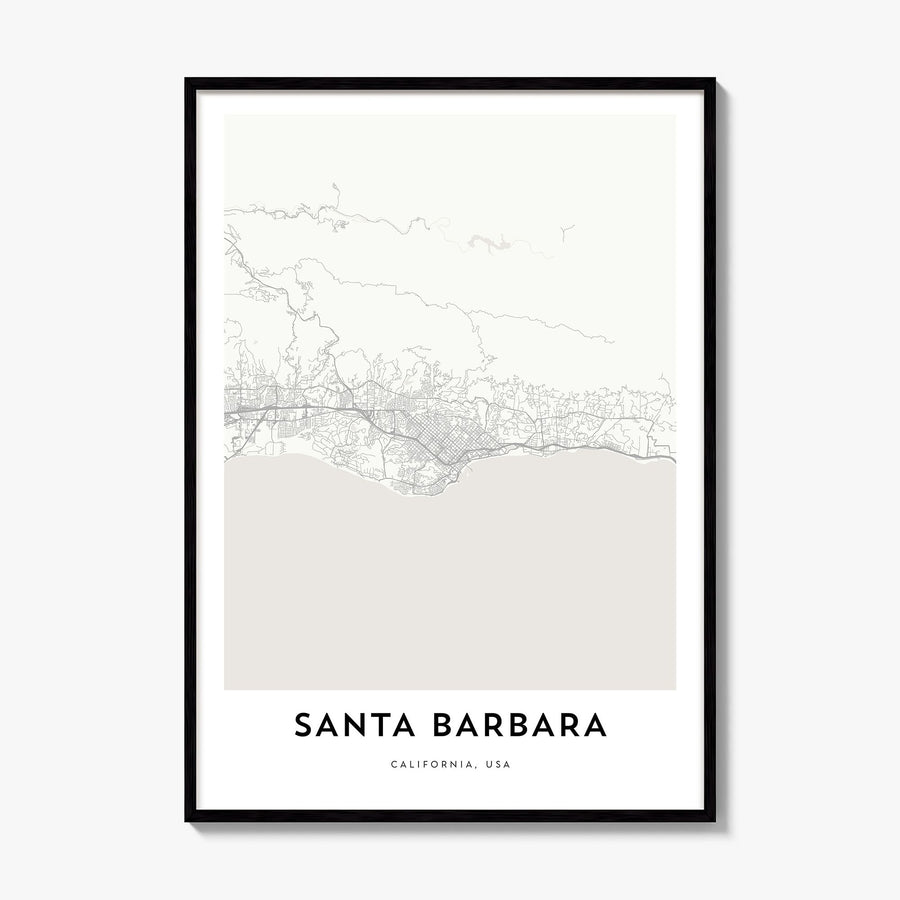 Santa Barbara Map Poster, framed poster mockup