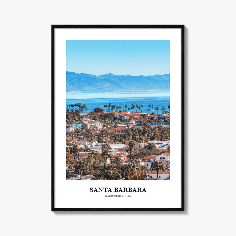 Santa Barbara no. 1 colorful classic poster of California, USA – vertical wall art, unframed print shown in interior mockup