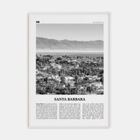 Santa Barbara No 1 Poster White Wood / 8x12 in Nbourhood Travel B&W Poster