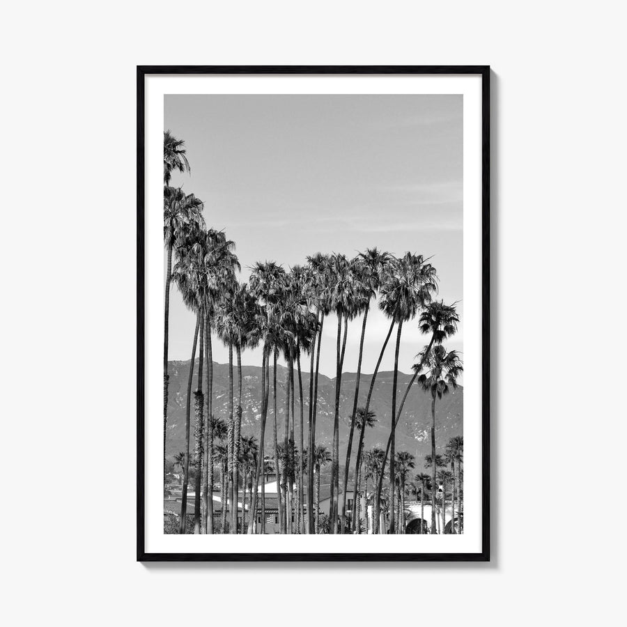 Santa Barbara no. 2 black & white photo poster of California, USA – vertical wall art, unframed print shown in interior mocku