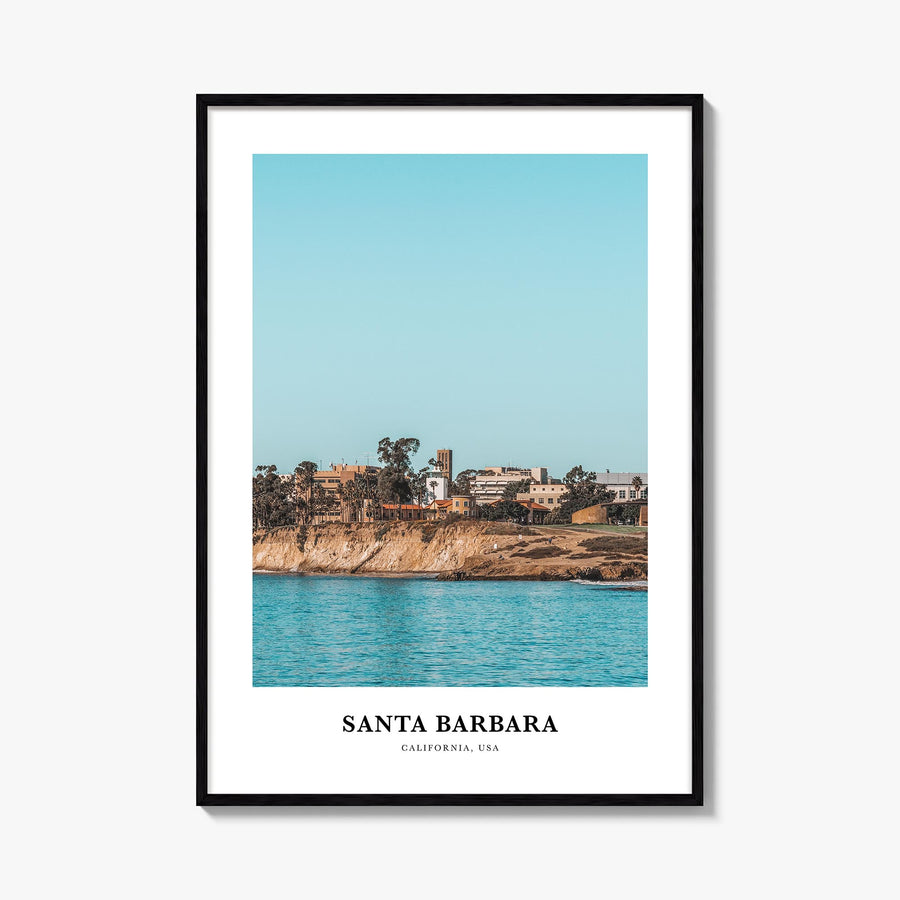 Santa Barbara no. 2 colorful classic poster of California, USA – vertical wall art, unframed print shown in interior mockup