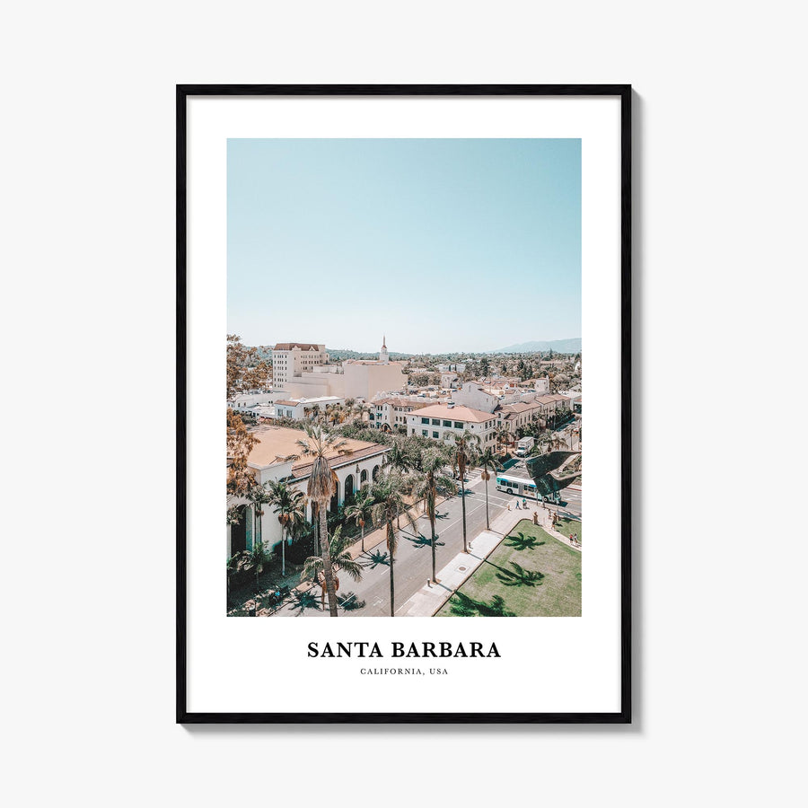 Santa Barbara no. 3 colorful classic poster of California, USA – vertical wall art, unframed print shown in interior mockup