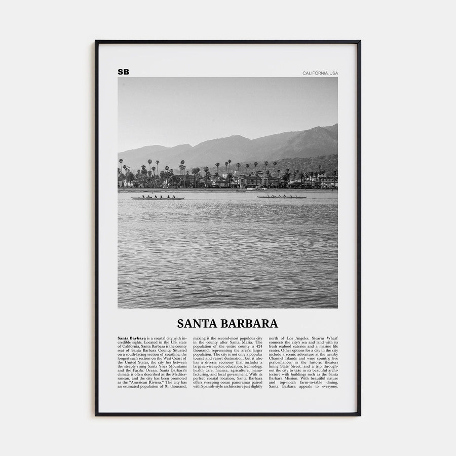 Santa Barbara No 3 Poster Black Metal / 8x12 in Nbourhood Travel B&W Poster