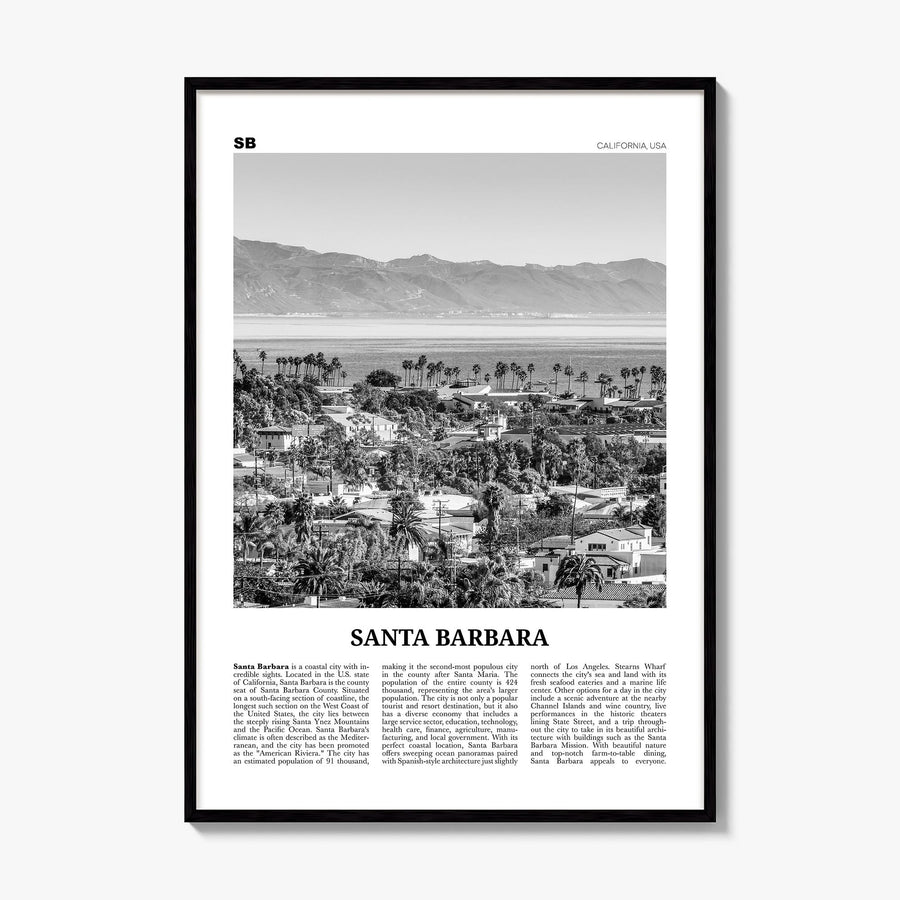 Santa Barbara Newspaper No 1 Poster, framed poster mockup