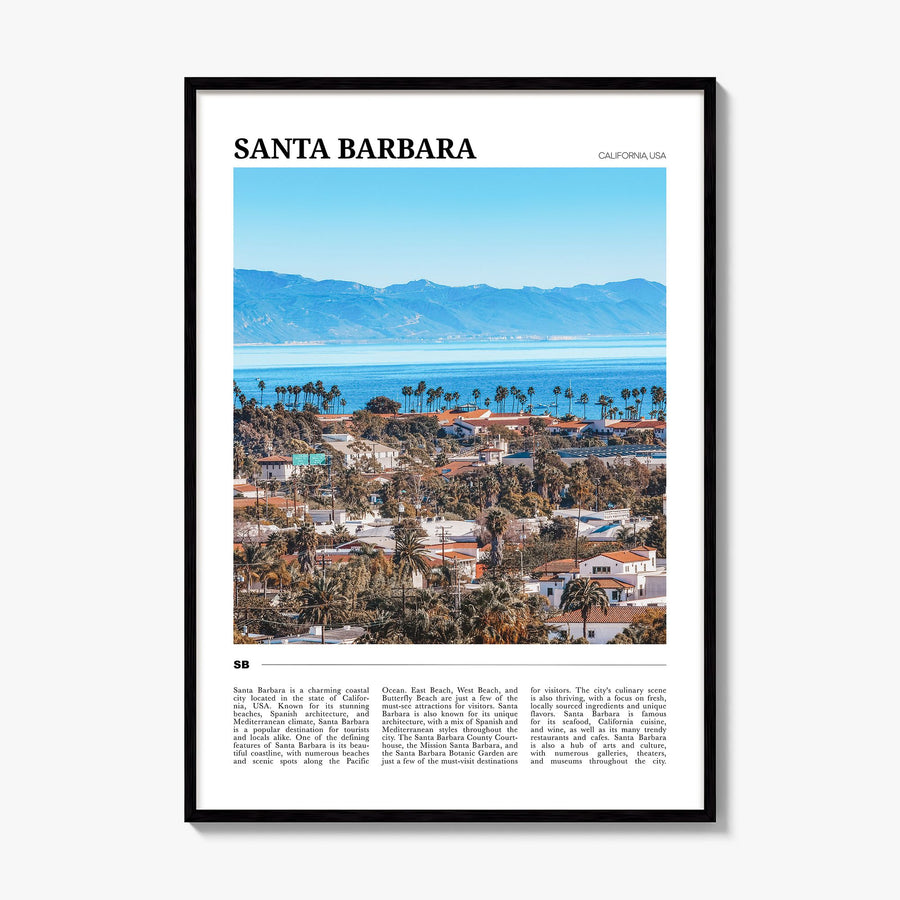 Santa Barbara Travel No 1 Poster, framed poster mockup