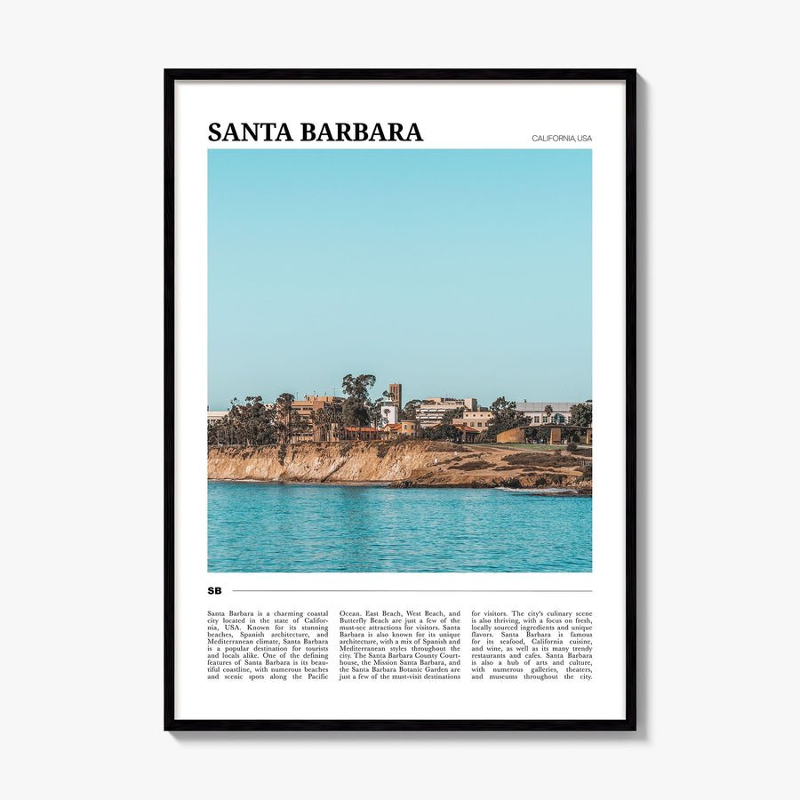 Santa Barbara Travel No 2 Poster, framed poster mockup