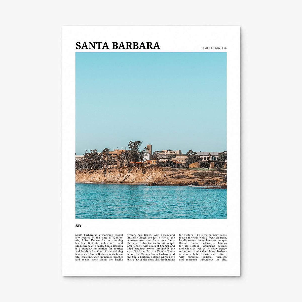 Santa Barbara Travel No 2 Poster, print only (unframed)