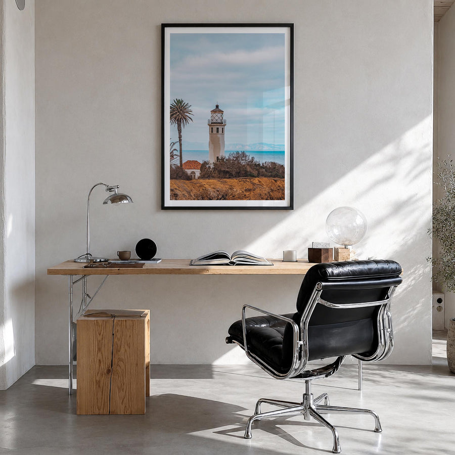 Santa Catalina Island colorful photo poster of California, USA – vertical wall art in black wood frame with white border, han