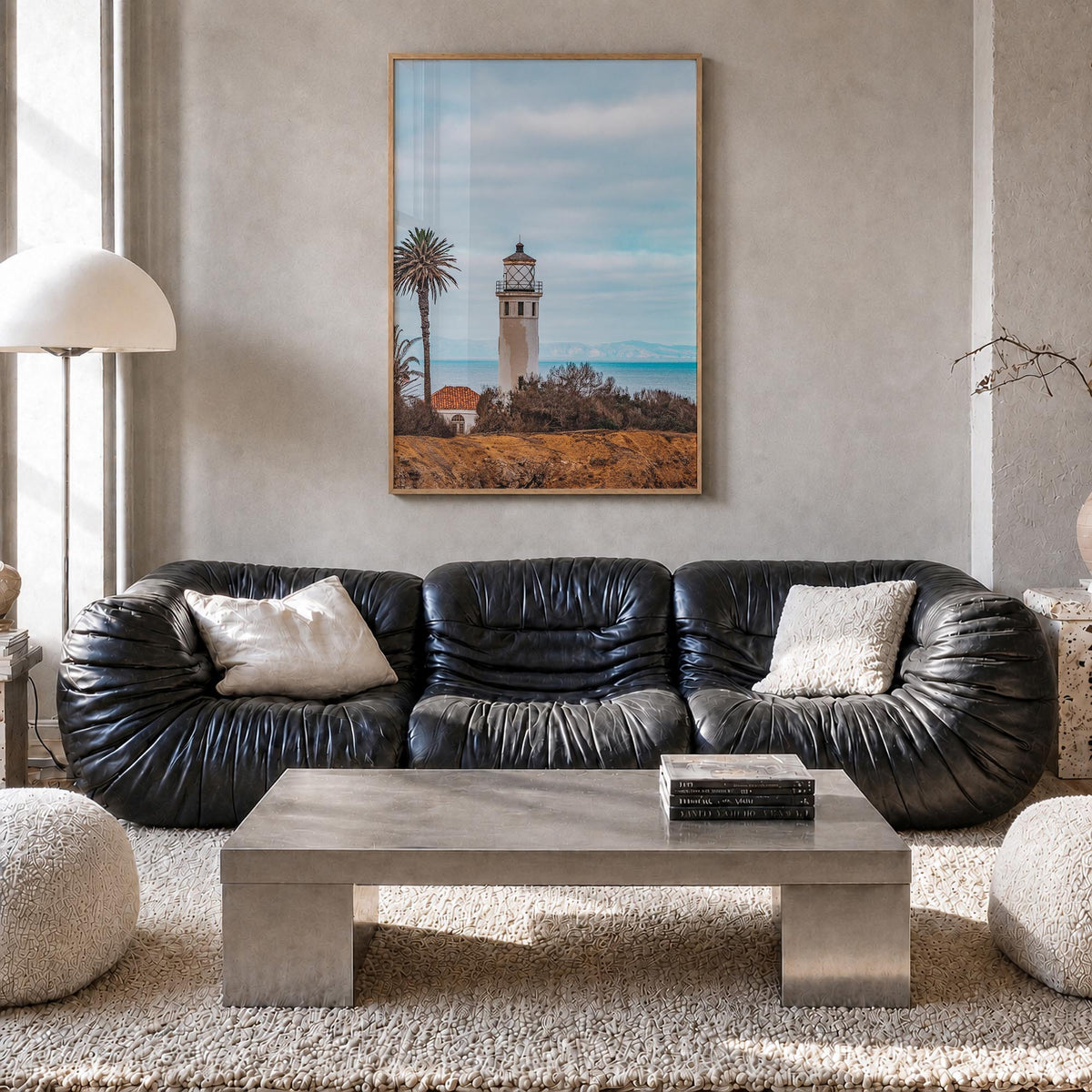 Santa Catalina Island colorful photo poster of California, USA – vertical wall art in natural wood frame, hanging on wall