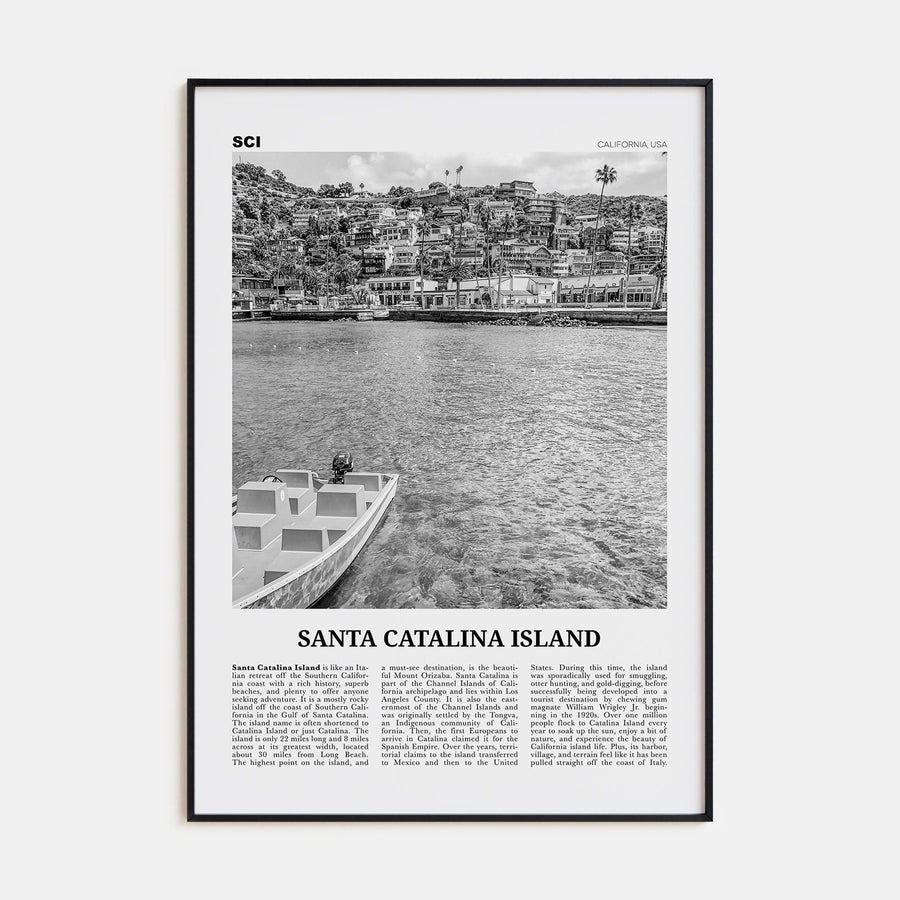 Santa Catalina Island No 1 Poster Black Metal / 8x12 in Nbourhood Travel B&W Poster