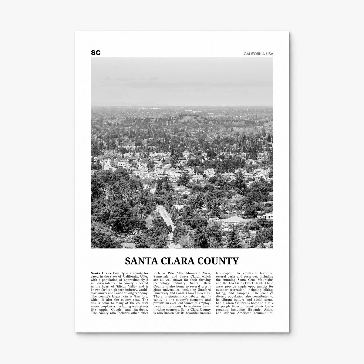 Santa Clara County Newspaper Poster, print only (unframed)