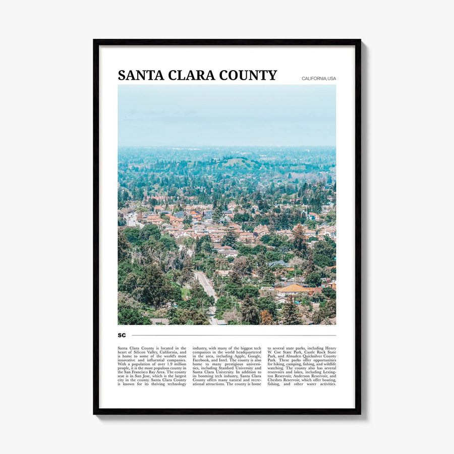 Santa Clara County Travel Poster, framed poster mockup