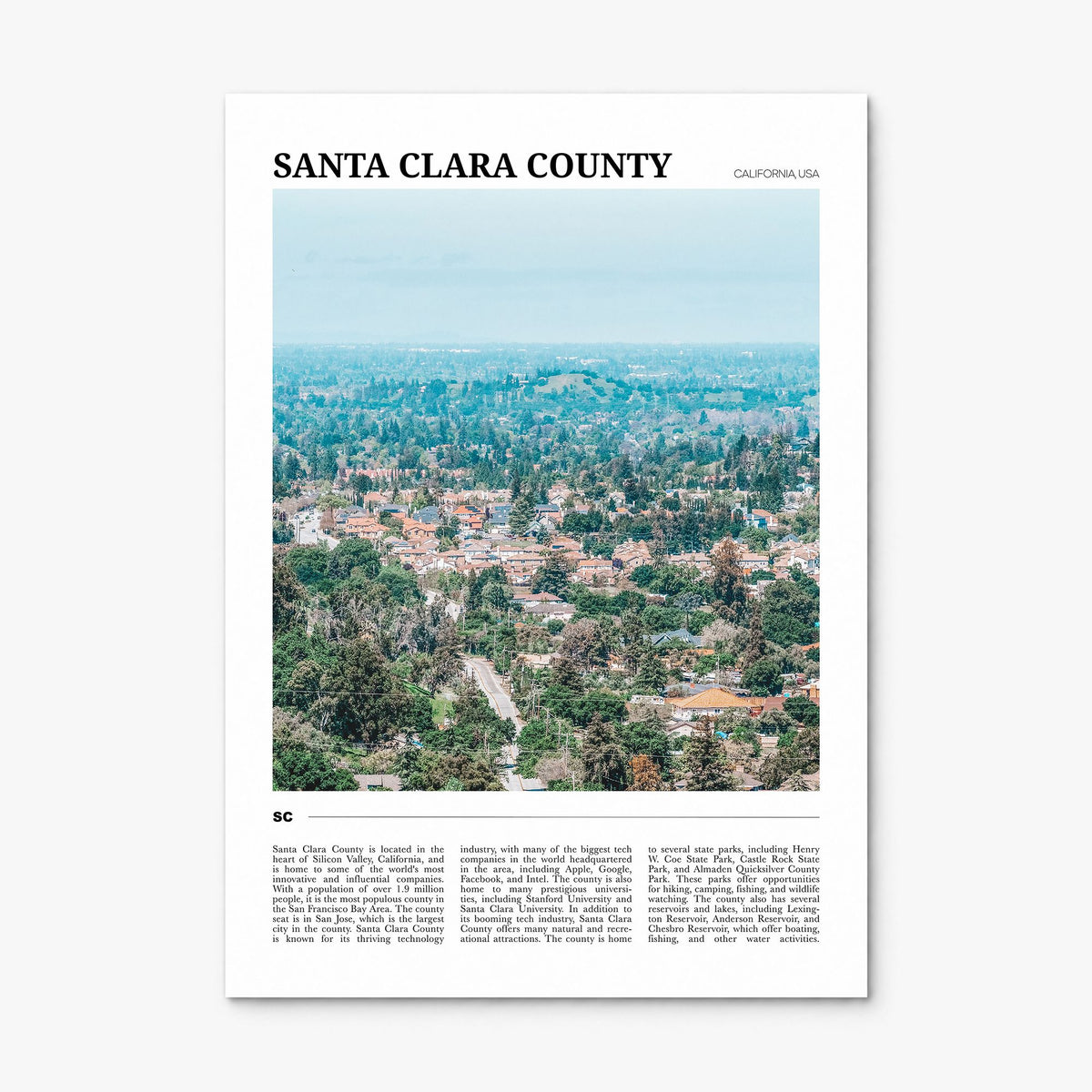 Santa Clara County Travel Poster, print only (unframed)