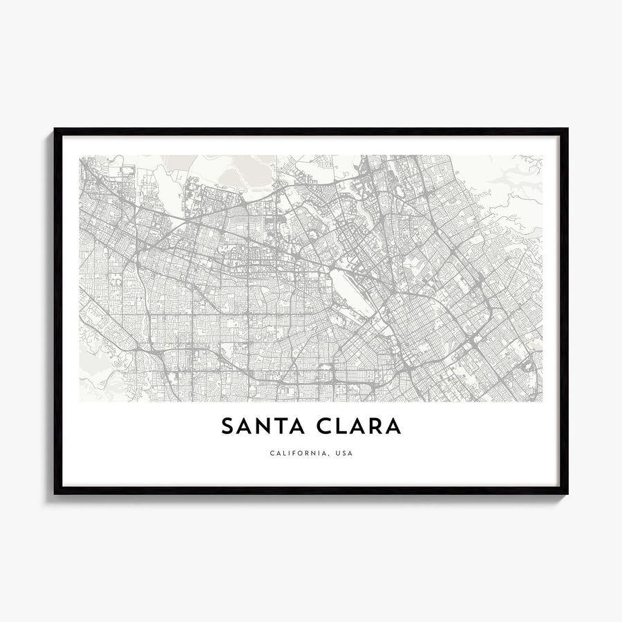 Santa Clara Map Poster, framed poster mockup